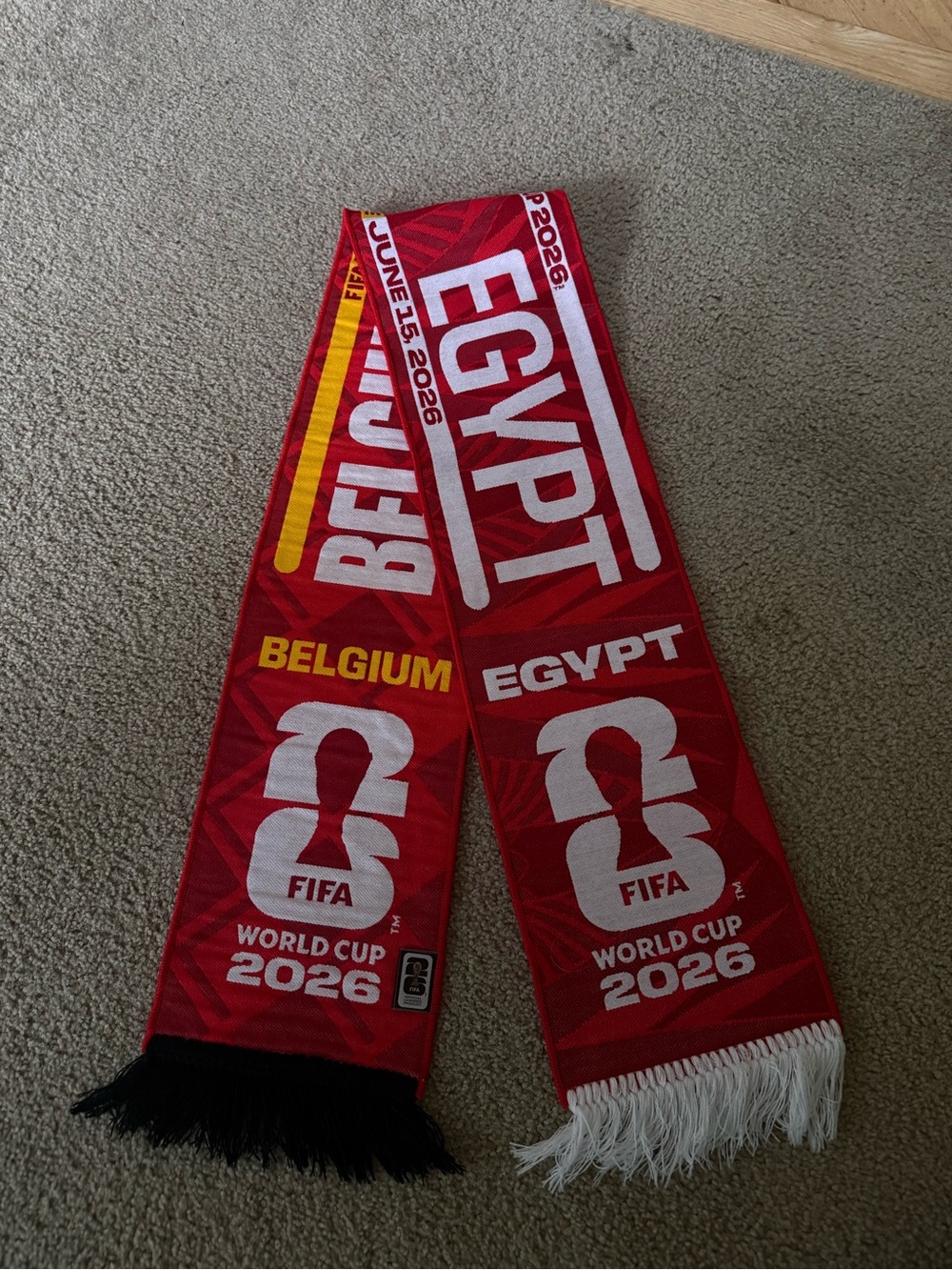 FIFA World Cup 2026 Red Belgium & Egypt Seattle Split Scarf